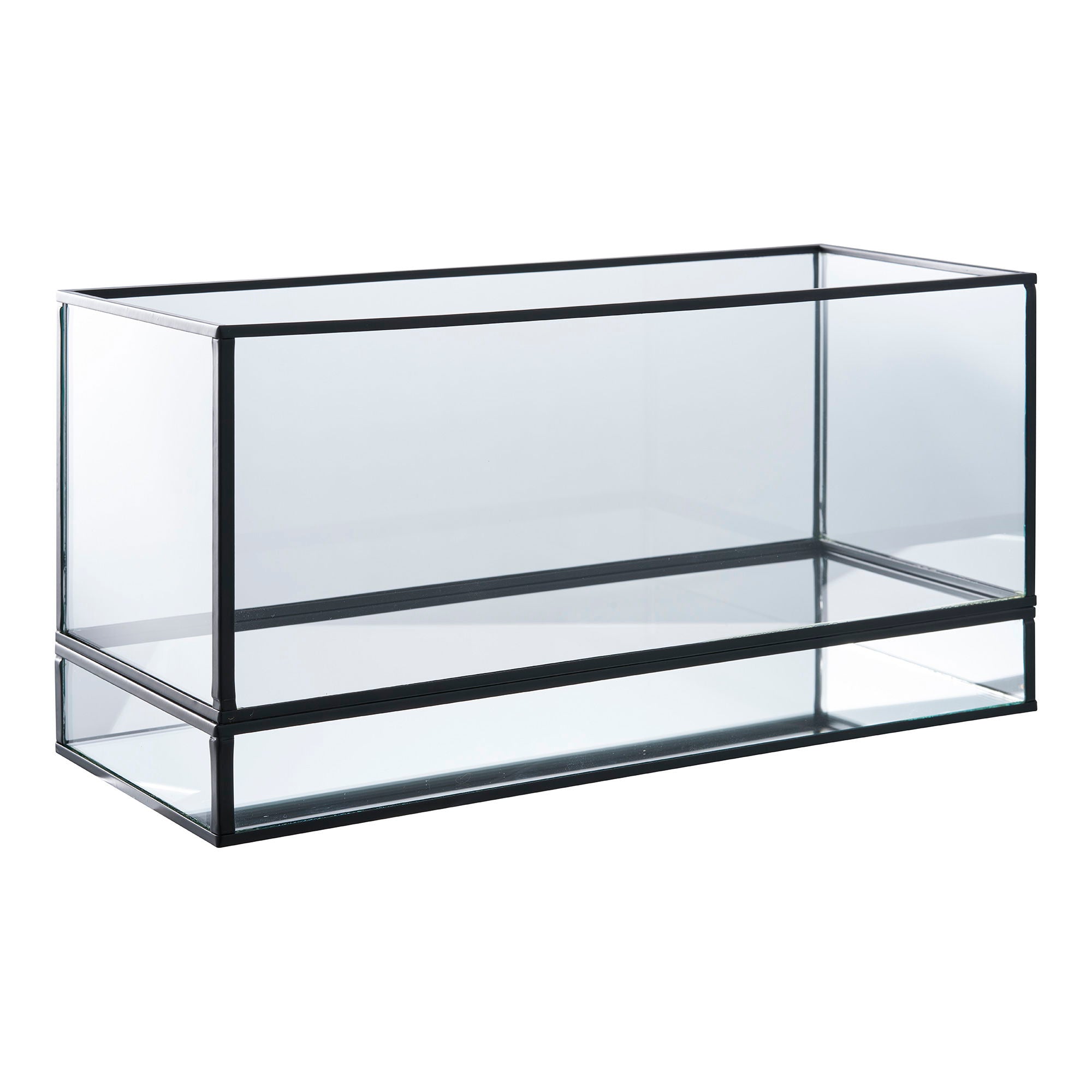 Hurricane Kerzenhalter – Glas & Metall, schwarz, 30×12×15 cm
